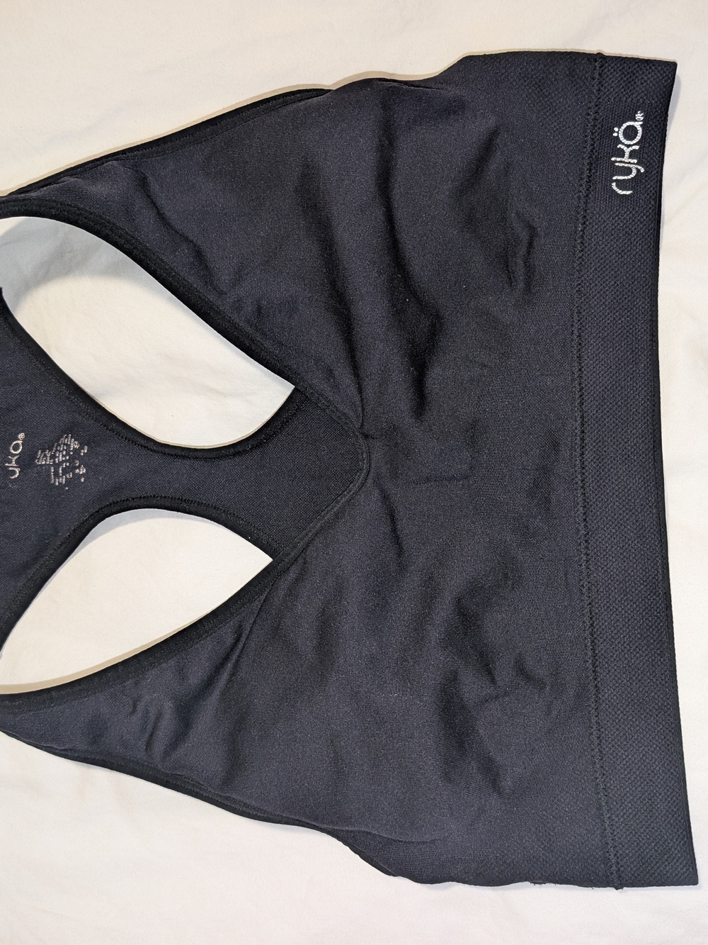 Ryka Black Seamless Racerback Sports Bra - Supportive Low/Medium Impact